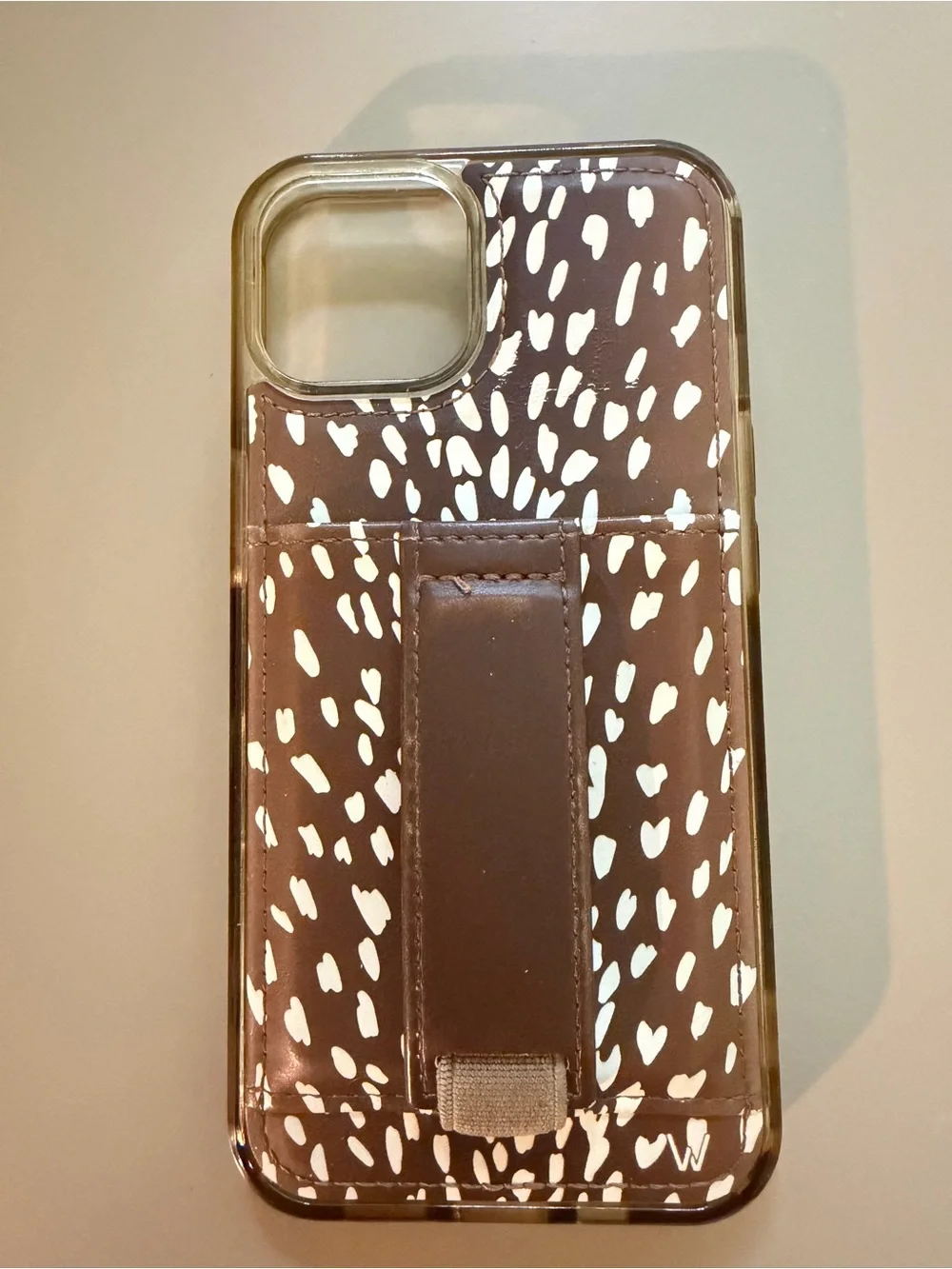 Walli Deer Fawn Animal Print Brown Speckled Phone Wallet Case with Hand Strap